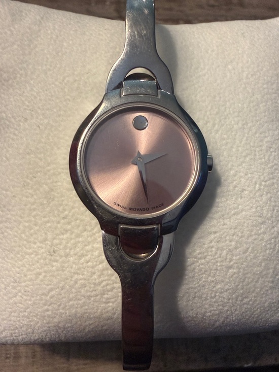 Movado Accessories - Movado Silver Bracelet Watch with Pink Sunburst Dial